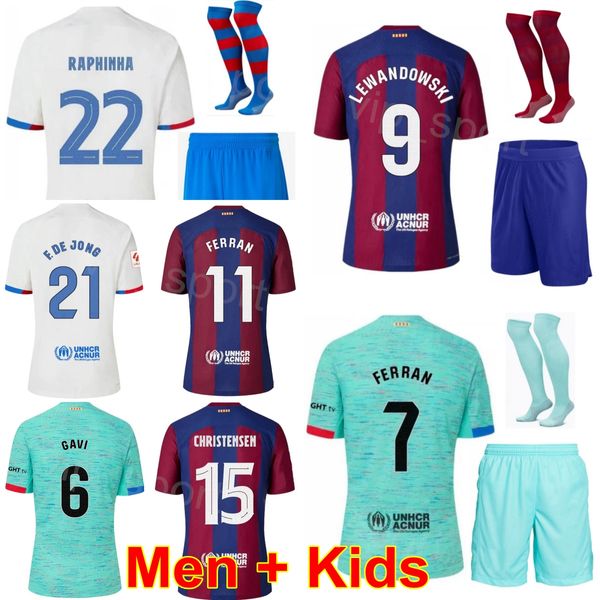 Hommes Enfants Club Soccer 9 Robert Lewandowski Jersey Set 27 Lamine Yamal 1 Marc Andre Ter Stegen 22 Ilkay Gundogan 23 Jules Kounde Ferran Torres Kits de maillots de football BaSai