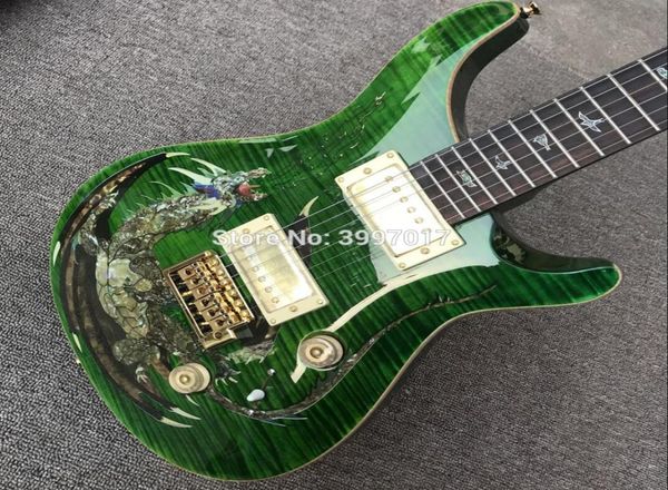 1999 Custom 22 Reed Smith Dragon 2000 Green Flame Maple Top Guitar Guitar Agrandon Birds INLAYDOUBLE Verrouillage Tremolo Wood Body 4710362