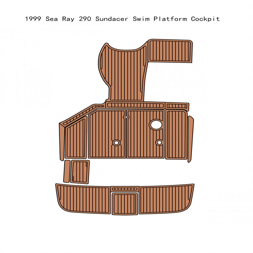 1999 Sea Ray 290 Sundacer Swim PlatformコックピットパッドボートEVA FOAMチーク床マット