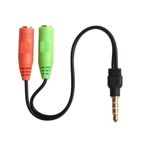 Adaptador de Cable de Audio 2 a 1 de 19cm, cabezal de conversión de línea en dos auriculares para teléfono móvil, ordenador, reproductor de mp3, caja de juego, micrófono, giro