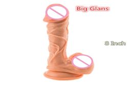19 cm realistische dildo siliconen grote eikel penis dong met zuignap voor vrouwelijke masturbator volwassen seksspeelgoed voor lesbische Y2004107345161