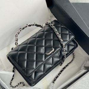 19CM Poignée Argent Woc Femmes Sac À Bandoulière Designer Portefeuille Matériel Argent Cuir Matelasse Chaîne Sac À Main De Luxe Mini Porte-Monnaie Fermeture Éclair Pochette De Soirée Fanny Pack