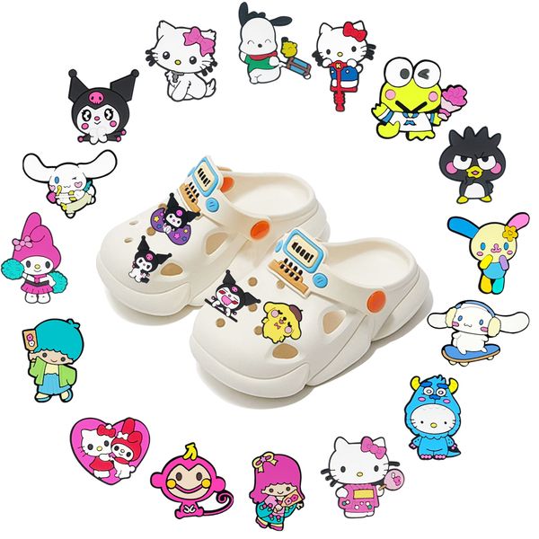19Colors niña Kuromi Cat Melody Anime Charms Mayores Mayores Memories de la infancia Juego Funny Gift Cartoon Accesorios de calzado PVC Hebilla de goma suave