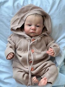 19inch Already Painted Finished Reborn Baby Doll Levi Awake born Baby Size 3D Skin Visible Veins Collectible Art Doll 240123