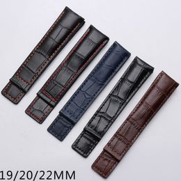 Bangle en cuir de 19 mm 20 mm 22 mm pour ajustement Carrera Monaco Mens Watch Band Black Brown Blue Blue sans boucle