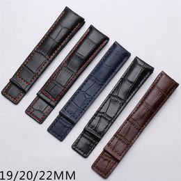 Bracelet en cuir pour hommes, 19mm 20mm 22mm, pour montre carrera monaco, noir, marron, bleu, sans boucle, th watch260b