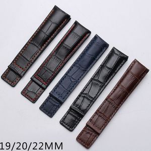 Bracelet en cuir pour hommes, 19mm 20mm 22mm, pour montre carrera monaco, noir, marron, bleu, sans boucle, th watch2067