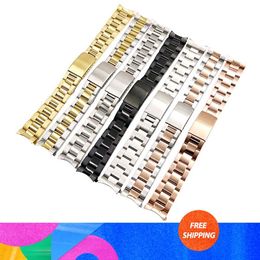 19mm 20mm 316L Stainless Steel Two Tone Gold Silver Watch Band Strap Old Style Oyster Bracelet Hollow Curved End For Rol Dateju Su2984