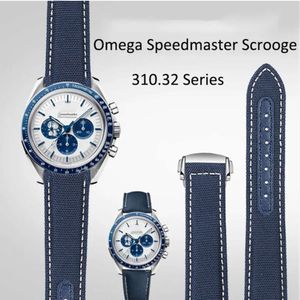 Bracelets de montre en toile et Nylon, 19mm 20mm, pour Omega Seamaster 300 Speedmaster AT150 Omega Speedmaster Slubby série 310.32