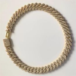 Chaînes cubaines lourdes entièrement glacées de 19mm, collier à réglage de broche, bijoux Hip Hop à la mode pour hommes, chaîne à maillons cubains 2848