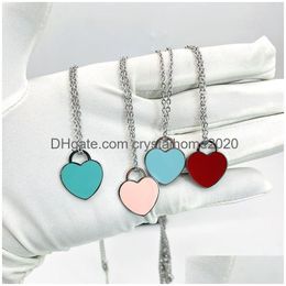 Collier coeur 19 mm pour femme, ensemble d'emballage, pendentif bleu en acier inoxydable, rose, vert, rouge, bijoux, cadeau, petite amie, vente en gros, livraison Dhdte