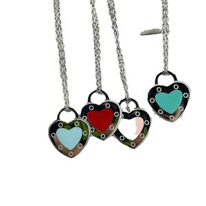 19mm hart ketting dames roestvrij staal liefde hanger blauw roze paar sieraden Valentijnsdag kerstcadeaus voor vrouw accessoires groothandel