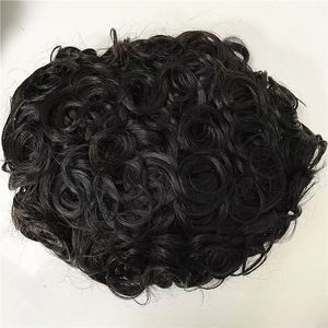 19mm vague lâche indien vierge remplacement de cheveux humains Q6 base attachée à la main perruques masculines pour hommes noirs en Amérique livraison express rapide