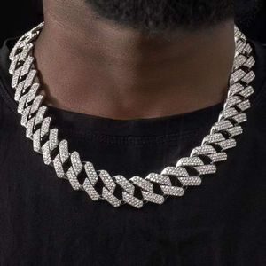Designer ketting 18 mm ijs de Cuban Link Mens Gold Chain Prong Chain ketting Rij Diamant Cuban Link Chain