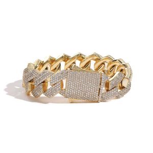19 mm dikke 4-rij sier sieradenketen met zirkoon kristal Miami platina gekoelde armband
