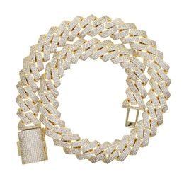 19 mm brede zware ketting Iced Out Bling Diamond Curb Cuban Link Chain Hip Hop Chain Necklace 254R