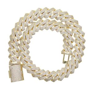 19 mm brede zware ketting met ijskoude bling diamanten Curb Cubaanse schakelketting hiphopketting 289i