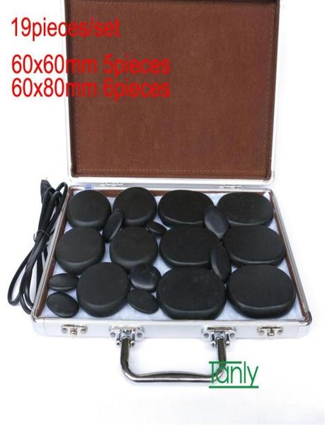 19pcs Set Massage Stones Massage Lava Lava Energy Massage Massage Stone Set Spa Rock Basalte Stone avec chauffage Box234Z3272358