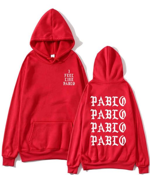 19ss Sudaderas con capucha de Hip Hop para hombre Me siento como Pablo Streetwear Sudadera con capucha Sudaderas con capucha con estampado de letras Club2309264