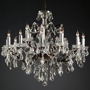 19e eeuw Rococo ijzeren kristallen ronde kroonluchter LED traditionele rustieke kroonluchter verlichting Home Decor Foyer helder kristal glans