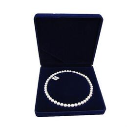 Caixa de joias de veludo 19x19x4cm, colar longo de pérolas, caixa de presente, formato redondo dentro de mais cores para escolha blue279o