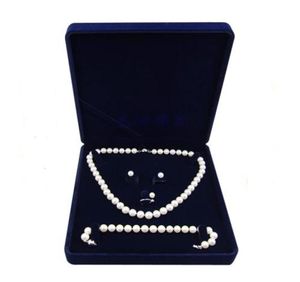 Caja de joyería de terciopelo 19x19x4cm Caja de collar de perlas largas