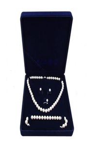 19x19x4cm Velvet sieraden set doos Lange parel kettingbox Geschenkdoos Display Hoge kwaliteit Blue Color8978351