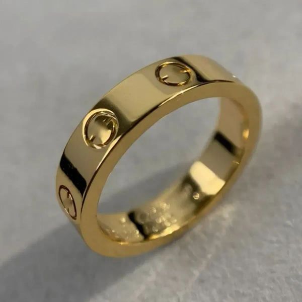 1As Logo de créateur original graver 6 mm diamant LOVE Ring 18K Or Argent Rose 750 Anneaux en acier inoxydable Femmes hommes amoureux bijoux de mariage cadeau grande taille USA Q1