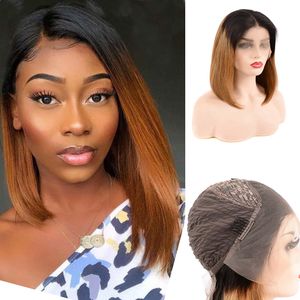1B/30 Lace Front Wig Silky Straight Malaysian Human Hair 13X4 Perruques 1B 30 Ombre Cheveux Produits En Gros