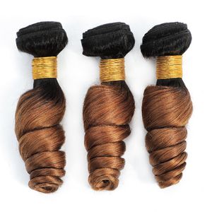 1B/30 Extensions de cheveux humains brésiliens lâches ondulés indiens vierges crus 10-32 pouces couleur ombrée bouclée