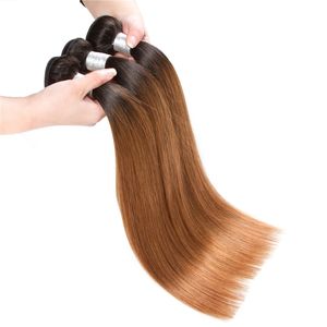 1B/30 Ombre Kleur Dubbele Inslagen 3 Bundels Braziliaanse 100% Menselijk Haar Steil Lichaam Wave Hair Extensions 10-32 inch