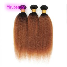 1B 30 Ombre Cheveux Humains Brésiliens Crépus Droite Indienne Vierge Cheveux Trames Yirubeauty Deux Tons Couleur 8-34 pouces