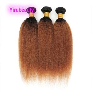 1B 30 Ombre Menselijk Haar Braziliaanse Kinky Straight Indian Virgin Haar Inslagen Yirubeauty Twee Tonen Kleur 8-34inch