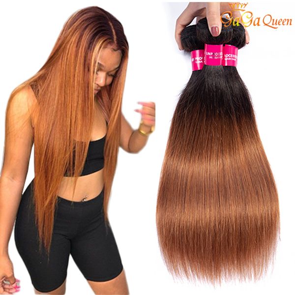 1b 30 Extensiones de cabello humano liso peruano Ombre Honey Blonde Extensiones de cabello humano peruano Paquetes de armadura de cabello peruano