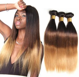 1b 4 27 ombre cheveux raides 13 paquets brésiliens vague de corps paquets Remy Extensions de cheveux humains Sunny Beauty doux épais extrémités complètes 2656682