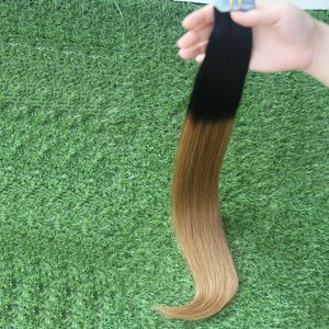 1B / 6 Tape in Menselijk Hair Extensions 100g Rechte Tape Toepassen Ombre Tape Hair Extensions 40 Stks Huid inslag Hair Extensions Ombre