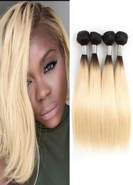 1B 613 Ombre Blonde Human Hair Bundles Bob Style 1012 pouces 50 gbbundle Brésilien Vierge Remy Extensions de cheveux humains 7682100