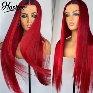 Oranje / rood / groen / blauw / roze kleur synthetische pruiken voor Amerikaanse vrouwen 13x4 rechte none lace front pruik braziliaanse simulatie menselijk haar