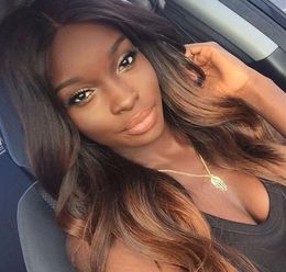 1B30 Ombre Human Hair 3 Bundels onbewerkte Maleisische Peruaanse lichaamsgolf Haar weeft twee toon inslag 100 gpcs lengte 1030 inch2358964