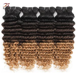 1B427 Ombre Blonde Bond Bundles de cheveux humains Blonde Blonde Tree Couleur 34 pièces 1224 pouces Brésilien Remy Extensions de cheveux humains6759141