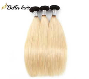 1B613 ombre Blonde Wave Wave Heuvraines Poules de cheveux humains Racines foncées Tête Vierge Vierge droits Extensions de cheveux 3pcslot 11A Top Grade4858348