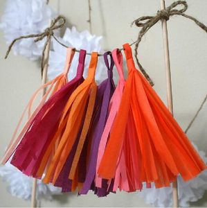 1bag (5 stuks met touw) Tissue Paper Kwastels Garland DIY Bruiloft Evenement Verjaardag Party Decoration Product Supply -WT001