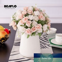 1 bouquet da 10 teste eleganti fiori di rosa artificiali decorativi petali di rosa finti fiori da sposa per la decorazione della festa