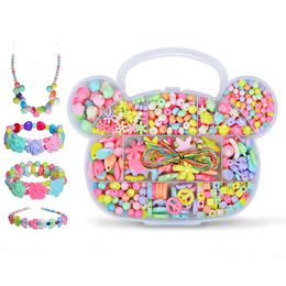 1 boîte enfant perles jouets Kit enfants perles ensemble créatif perles en vrac pour bracelets à faire soi-même collier artisanat bijoux enfants jouet cadeaux 231229