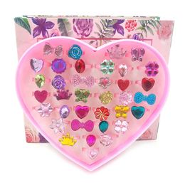 1 doos Leuke Cartoon Kids Ringen Koreaanse Bloem Dier Vlinder Verstelbare Kind Meisjes Vinger Ringen Kinderen Kawaii Zoete Geschenken