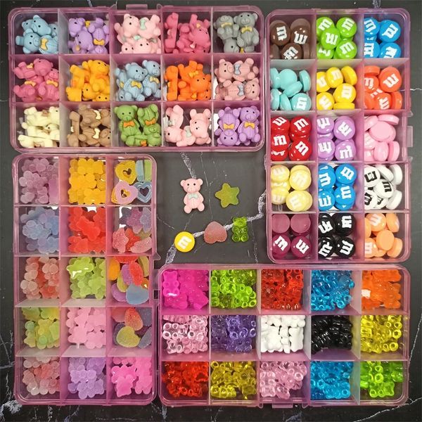 1 caja de resina Kawaii, bonitos dijes para decoración de uñas, conjunto de mezcla de decoración, acrílico 3D, gelatina, gomita, CandyStarHeart, accesorios de manicura DIY, piezas 240219