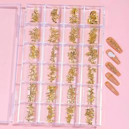 1 boîte à ongles art strass gol lettre 3d Crystal Charms pour les accessoires en alliage d'art nail