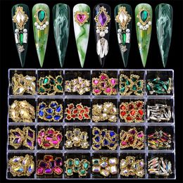 1 caja Nail Art S Decoraciones Kit Crystal Nail Charms Diamond DIY Aleación Joyería de lujo Gem Nail Parts Accesorios Suministro 220525