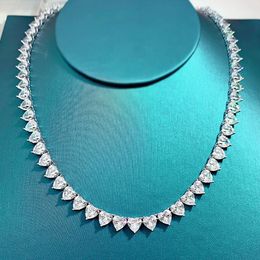 1Carat hart gesneden tennis ketting armband sieraden set voor vrouwen 925 zilveren diamant nek ketting choker met certificaat 240515
