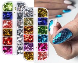 1 Case Holografische Nagel Glitter Ruit Folie Voor Nail Art 3D Pailletten Decoraties Gel Polish Spiegel Manicure Pailetten5388823